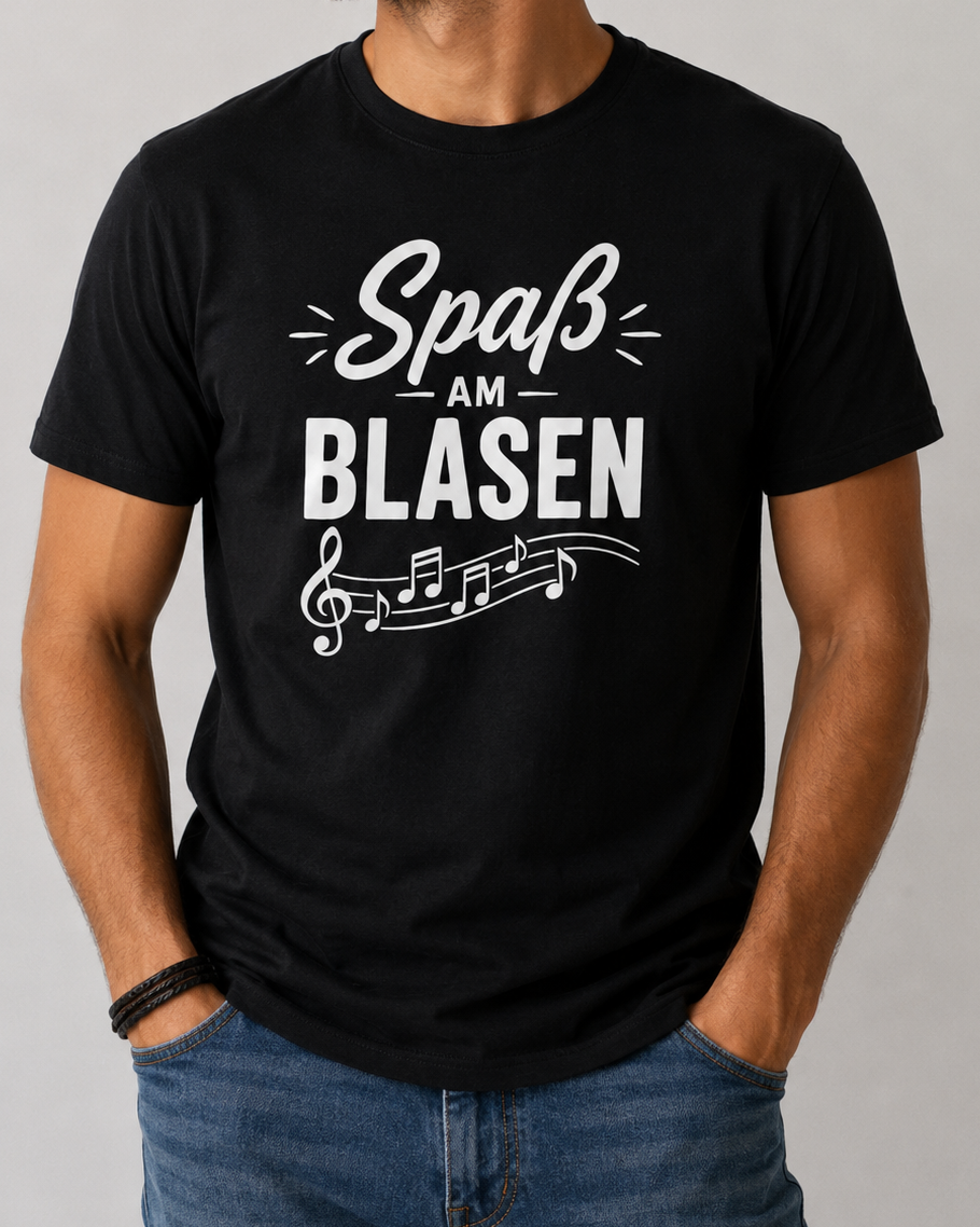 T-Shirt Herren - Aufdruck "Spaß am Blasen" mit Noten