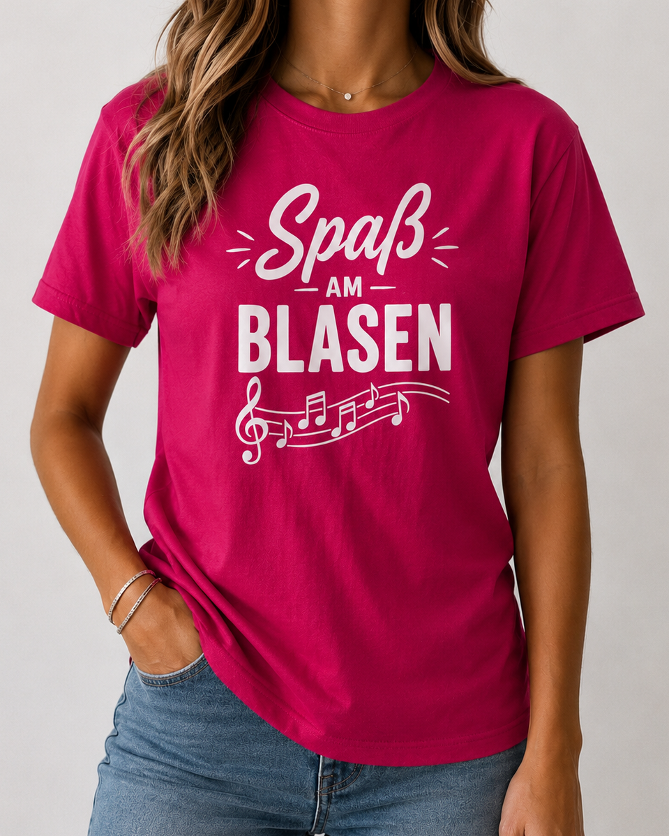 T-Shirt Damen - Aufdruck "Spaß am Blasen" mit Noten